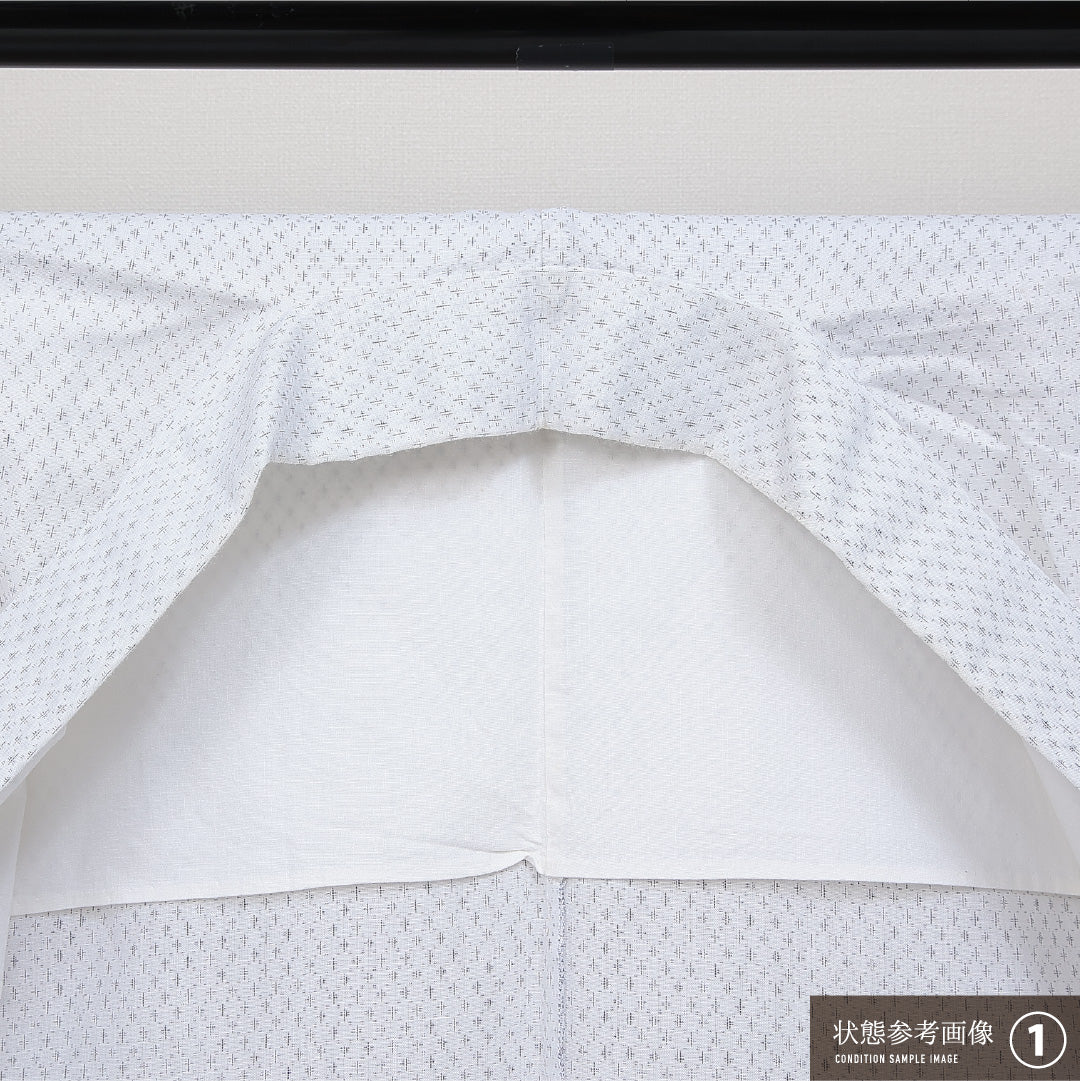 木綿の浴衣 男性用(紬) 夏物 洗える着物 夏物 身丈131cm 裄丈66cm 木綿 Sランク XSサイズ 選択必須 居敷当て 肩当て 十字絣 白系 1219-14588