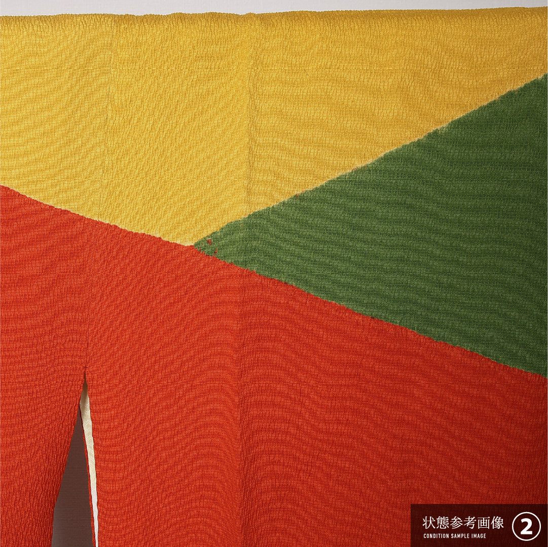 道行コート 袷 身丈87cm 裄丈65cm 正絹 Sランク セミフォーマル Mサイズ ポケットあり 創作柄 朱系 RP 1237-12557