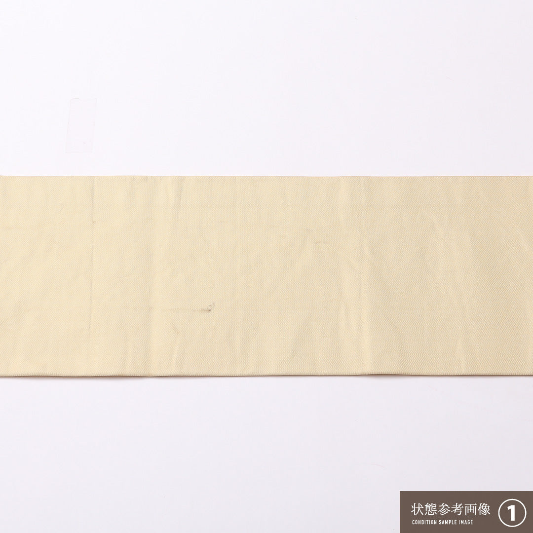 九寸名古屋帯 Aランク 帯丈352cm 正絹 六通 名古屋仕立て 織り セミフォーマル 創作柄 クリーム系 RP 1245-02782