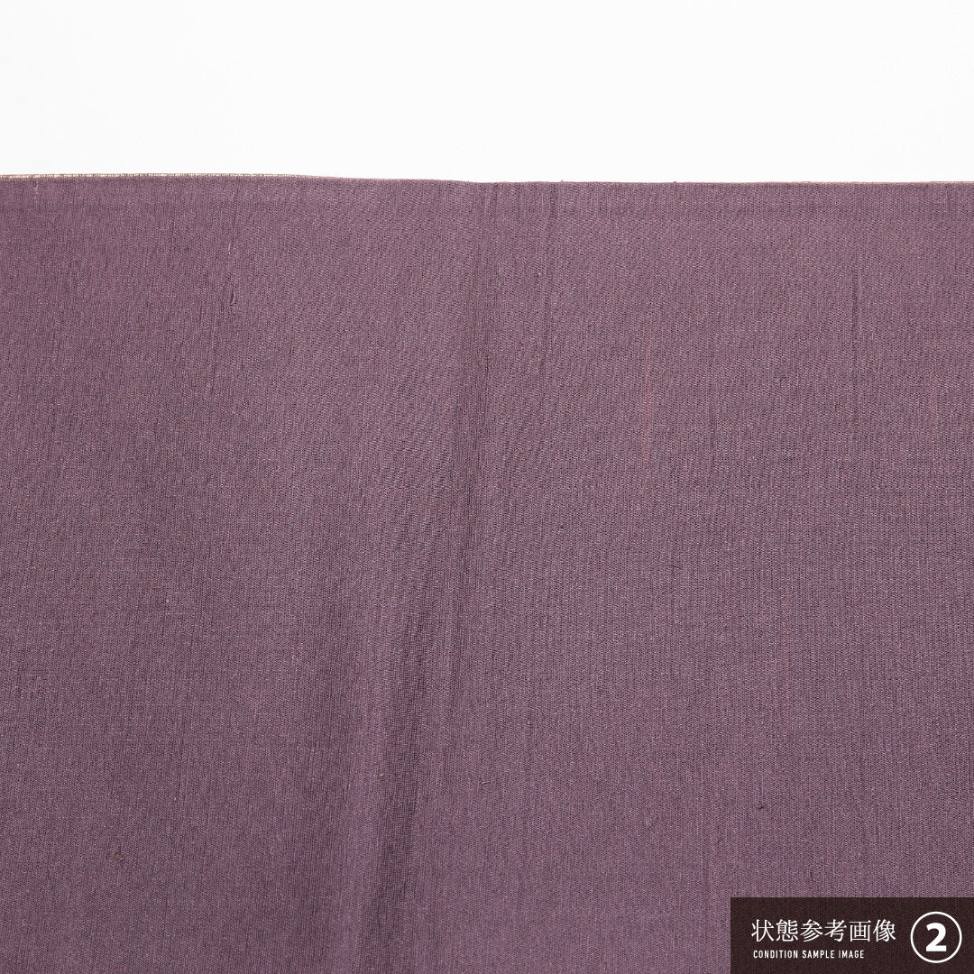 袋帯 帯丈406cm 六通 紬 草花 箔 セミフォーマル 紫系 正絹 Aランク 1223-01352