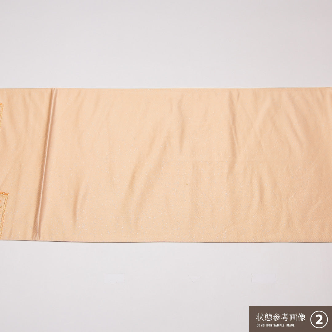 袋帯 帯丈424cm 正絹 ポイント柄 フォーマル 蜀江 宝尽くし 朱系 ピンク系 1243-01301