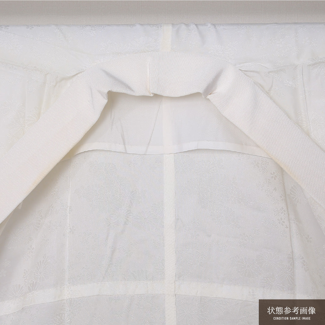 長襦袢 無双袖 身丈132cm 裄丈62cm 正絹 Cランク XLサイズ 菊 白系 LP 1239-12674