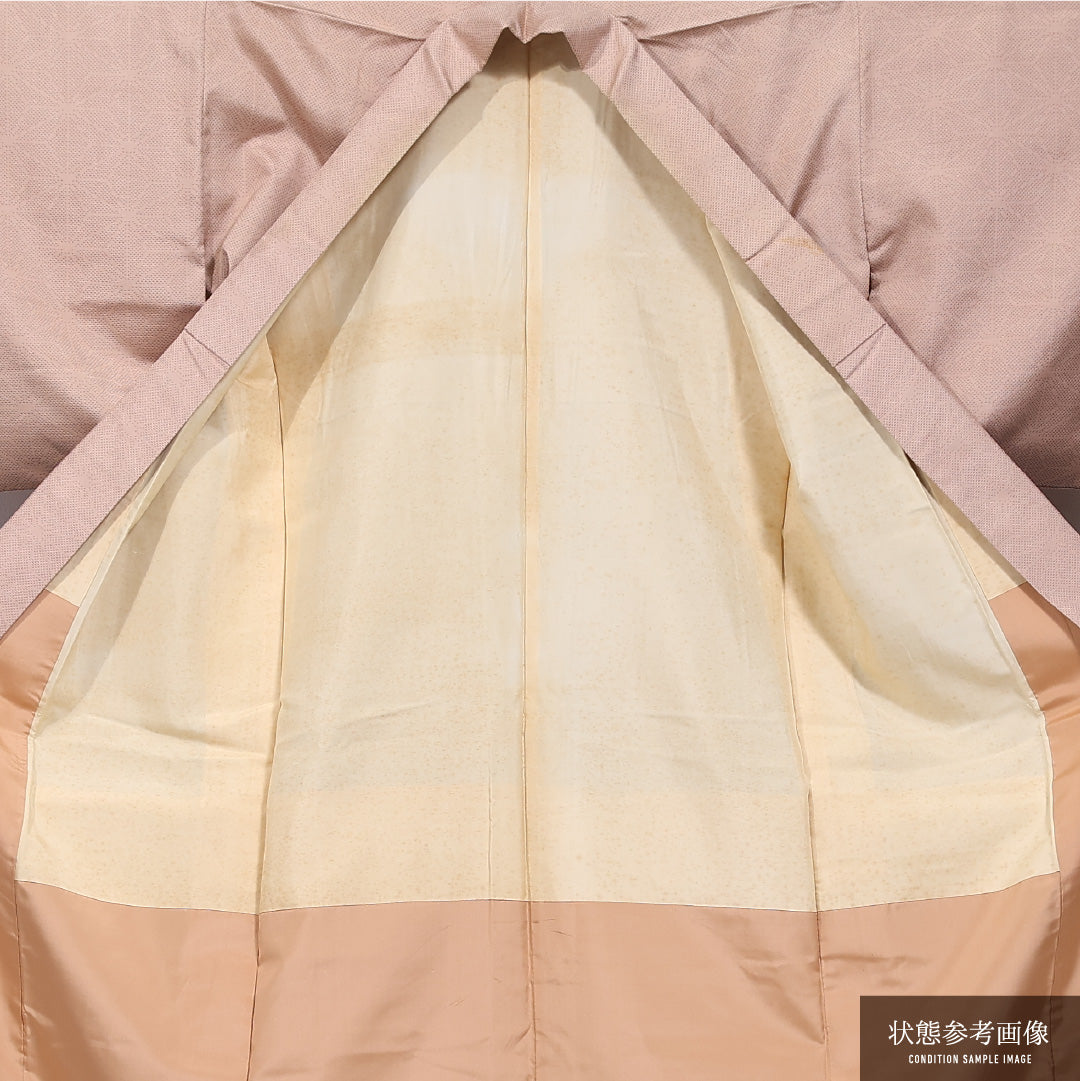 小紋 袷 身丈165cm 裄丈66cm 正絹 Aランク インフォーマル バチ衿 XLサイズ 御所解 茶系 RP 1221-11625
