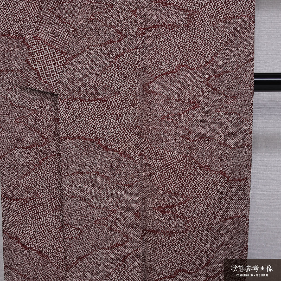 小紋 身丈151cm 裄丈63cm M 正絹 Cランク 袷 バチ衿 鹿の子柄 1215-11246