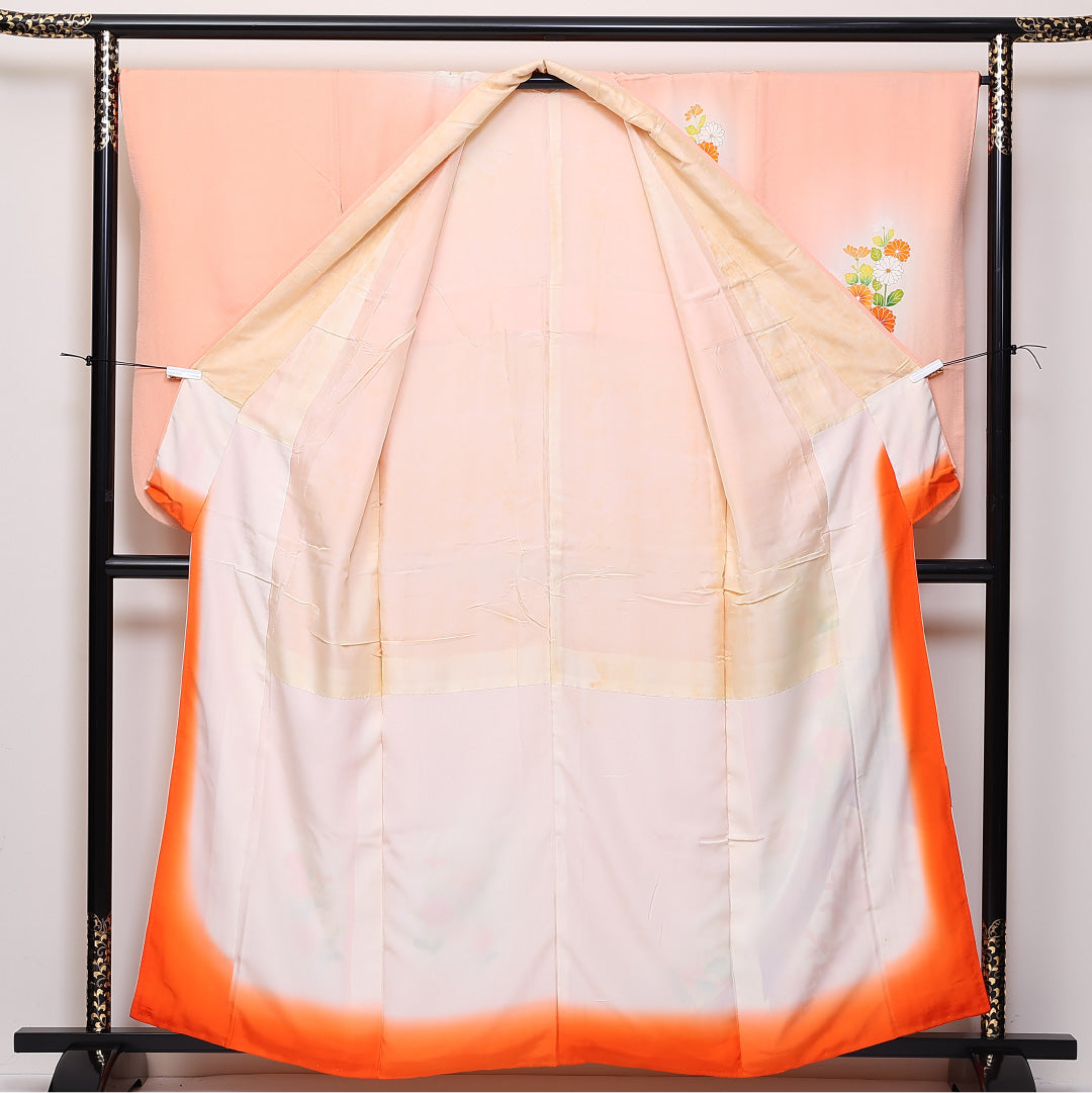 小振袖 身丈159cm 裄丈67cm Bランク 袷 正絹 広衿 熨斗 菊 1213-F0072