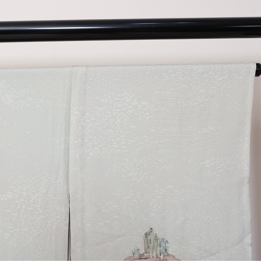 訪問着 単衣 身丈161cm 裄64.5cm 正絹 風景 Cランク 1212-00729