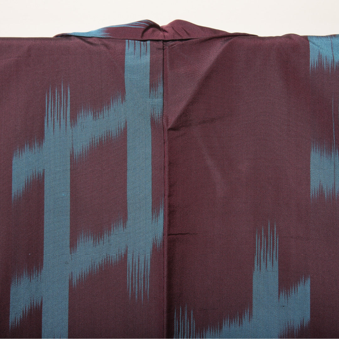 アンティーク 紬(銘仙) 袷 身丈148cm 裄丈61cm 正絹 Cランク XSサイズ 広衿 井絣 紫系 1216-03512