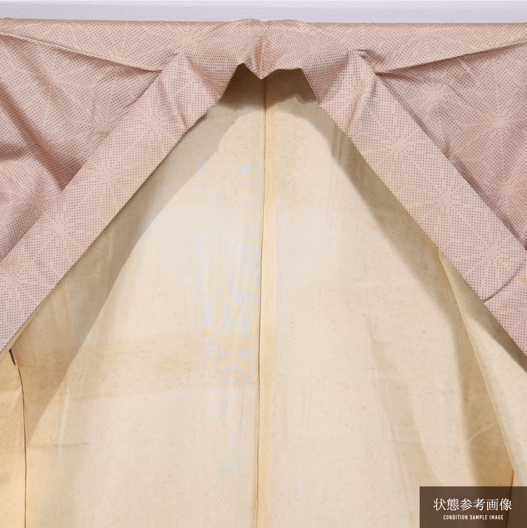 小紋 袷 身丈165cm 裄丈66cm 正絹 Aランク インフォーマル バチ衿 XLサイズ 御所解 茶系 RP 1221-11625