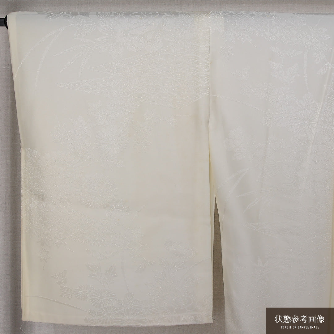 長襦袢 無双袖 身丈126cm 裄丈65cm 正絹 Dランク Mサイズ クリーム系 LP 1239-12676