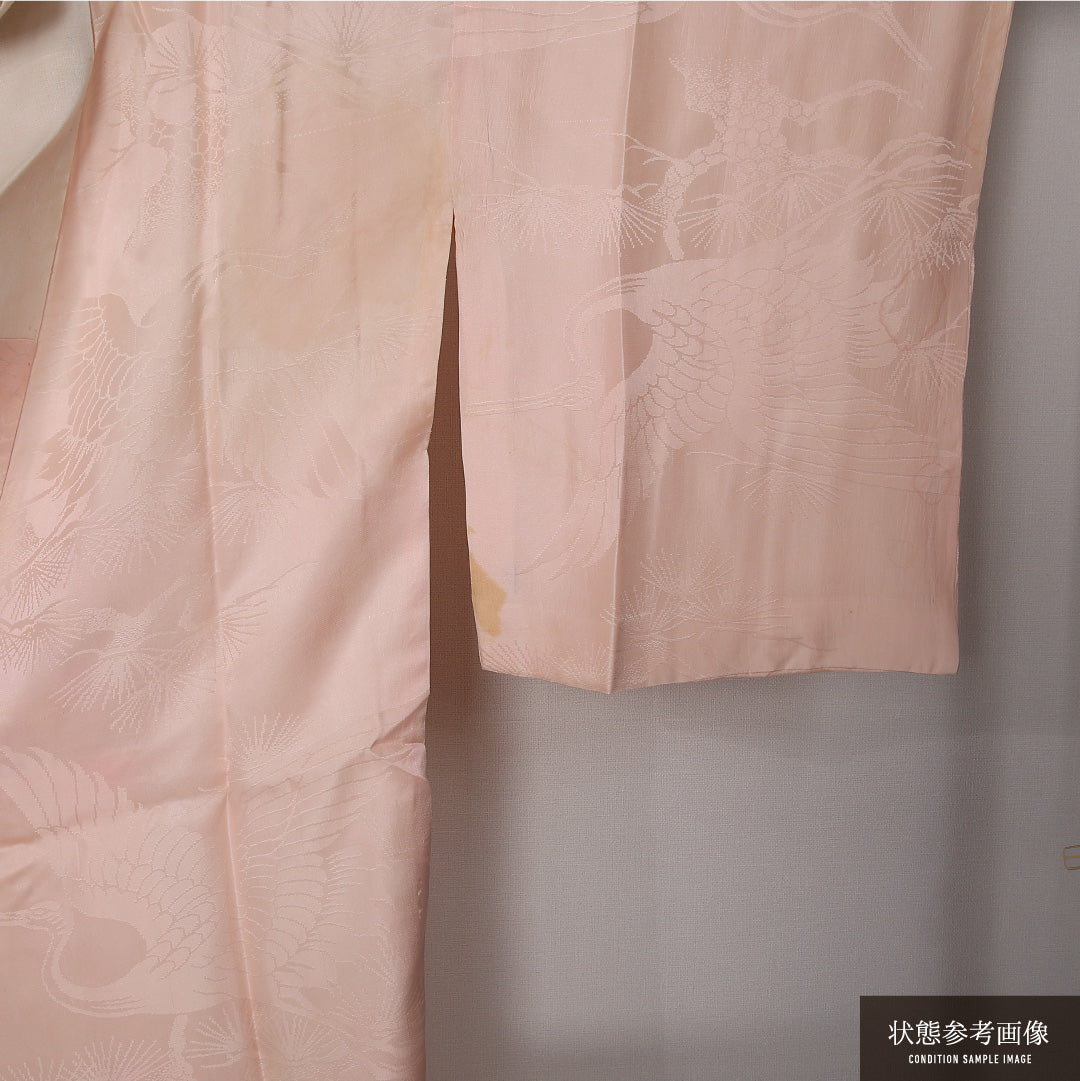 長襦袢 袷 身丈119cm 裄丈63cm 正絹 Cランク XSサイズ 鶴 松 ピンク系 LP 1239-12700