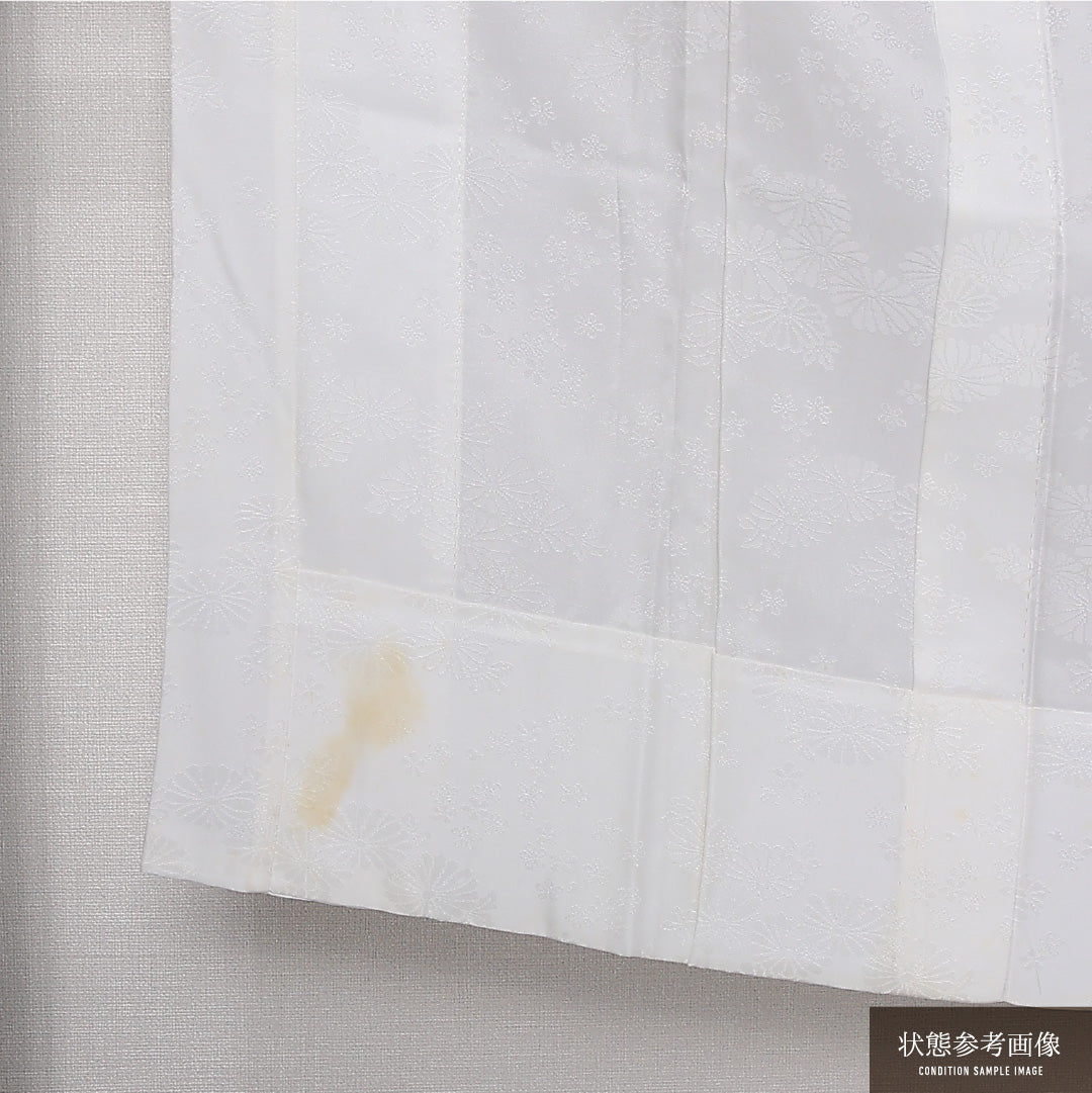 長襦袢 無双袖 身丈132cm 裄丈62cm 正絹 Cランク XLサイズ 菊 白系 LP 1239-12674