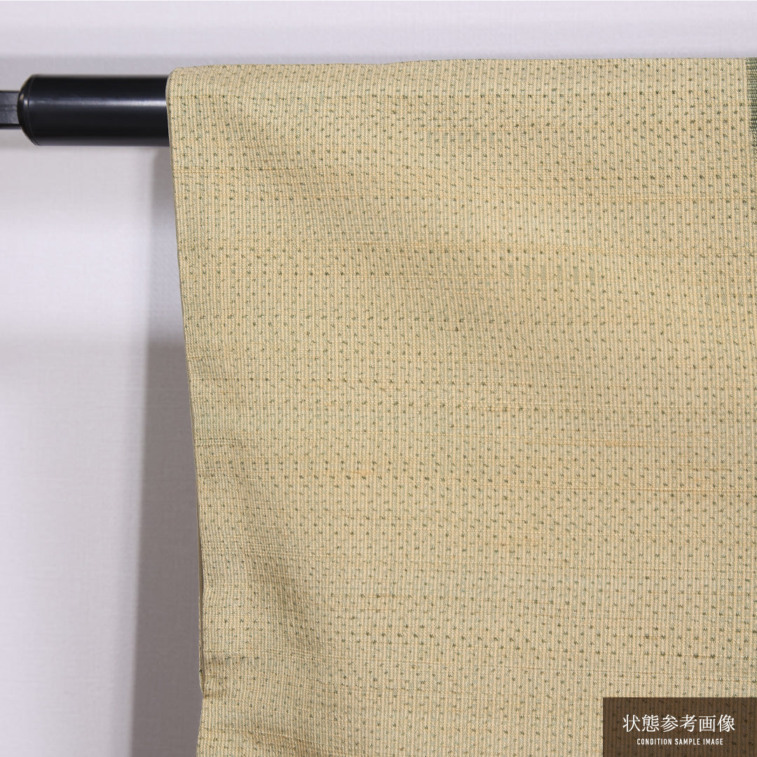 紬 袷 身丈156cm 裄丈64cm 正絹 Cランク カジュアル 広衿 Mサイズ よろけ縞 緑系 LP 1223-11813