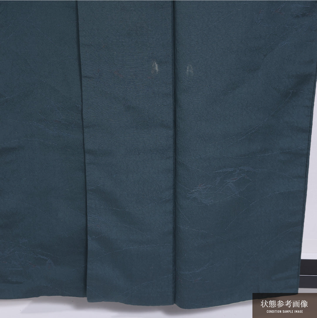 小紋 袷 身丈154cm 裄丈63cm 正絹 Bランク インフォーマル 広衿 Sサイズ 創作柄 緑系 RP 1221-11770