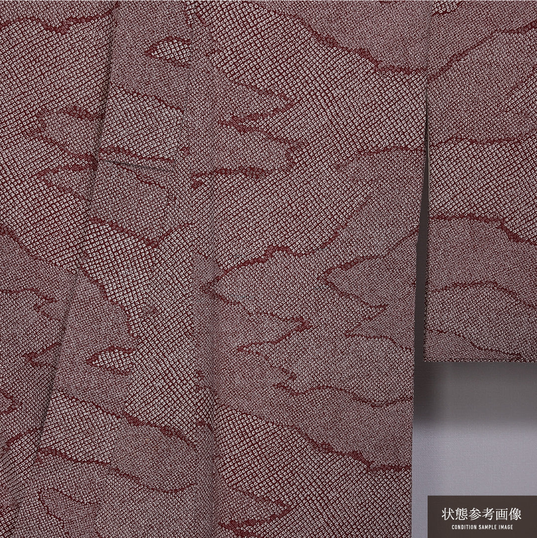 小紋 身丈151cm 裄丈63cm M 正絹 Cランク 袷 バチ衿 鹿の子柄 1215-11246