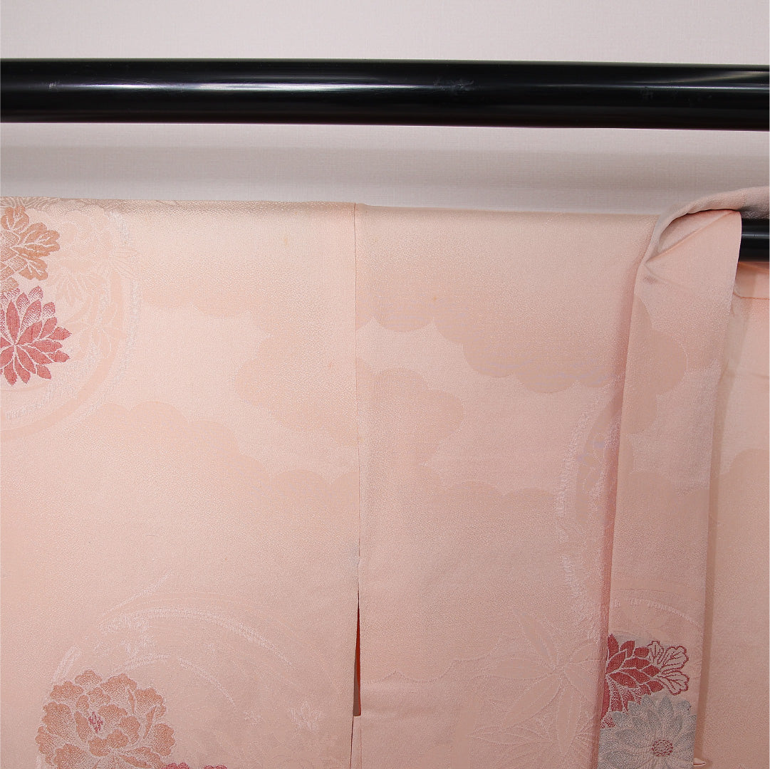 羽織 袷 身丈83cm 裄丈63cm 正絹 Cランク カジュアル Sサイズ 牡丹 ピンク系 HP 1232-12767