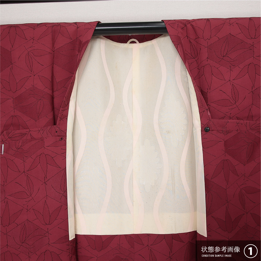 洗える着物 道行コート 単衣 身丈89cm 裄丈64cm ポリエステル Aランク セミフォーマル Mサイズ 菊 松 紫系 RP 1237-13867