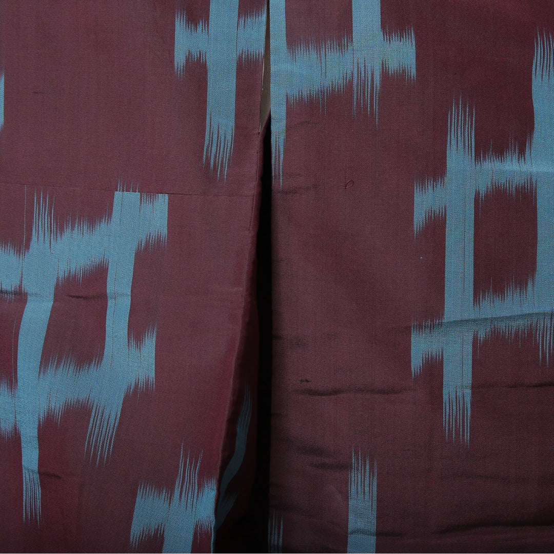 アンティーク 紬(銘仙) 袷 身丈148cm 裄丈61cm 正絹 Cランク XSサイズ 広衿 井絣 紫系 1216-03512