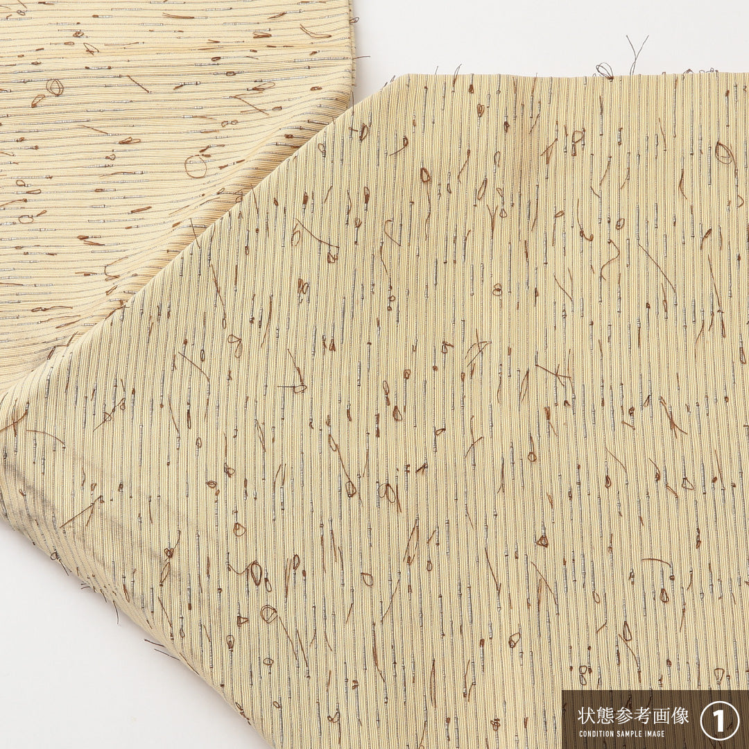 名古屋帯 紬地 ポイント柄 帯丈354cm カジュアル Aランク 正絹 汕頭刺繍 花菱 ひげ紬 クリーム系 1224-02153