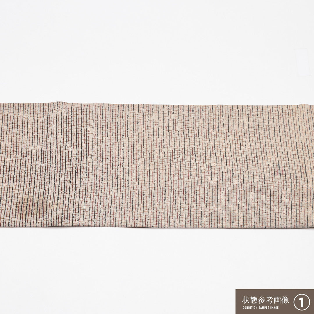 アンティーク 九寸名古屋帯 Dランク 帯丈323cm 正絹 ポイント柄 名古屋仕立て 織り 唐華 菱 クリーム系 RP 1245-01661