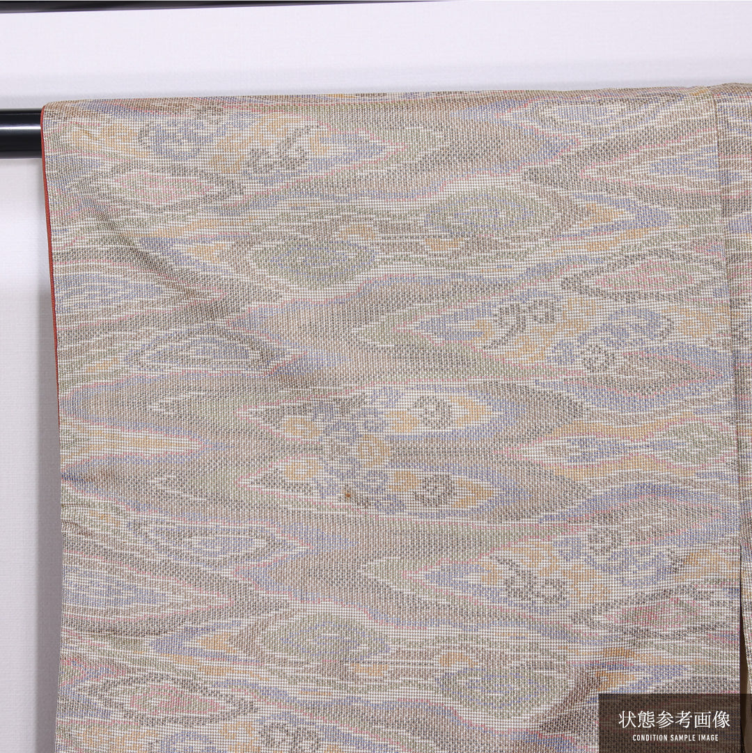 付下げ 袷 身丈152cm 裄丈62cm 正絹 Cランク インフォーマル バチ衿 Sサイズ 汕頭刺繍 麻の葉 ピンク系 M4 1218-11626