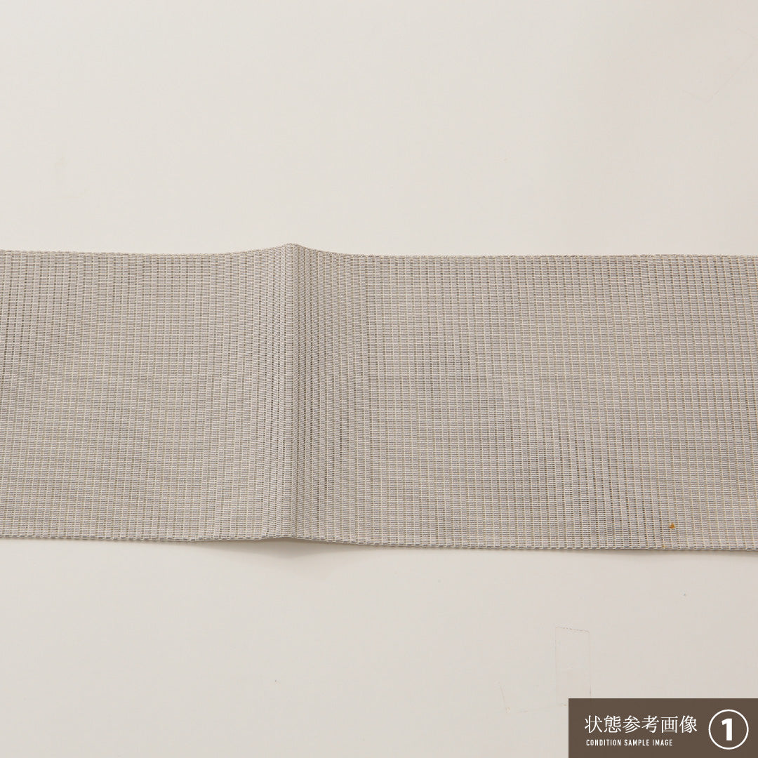 夏物 名古屋帯 ポイント柄 帯丈361cm カジュアル Aランク 正絹 絽 創作 しつけ糸 グレー系 1224-02024