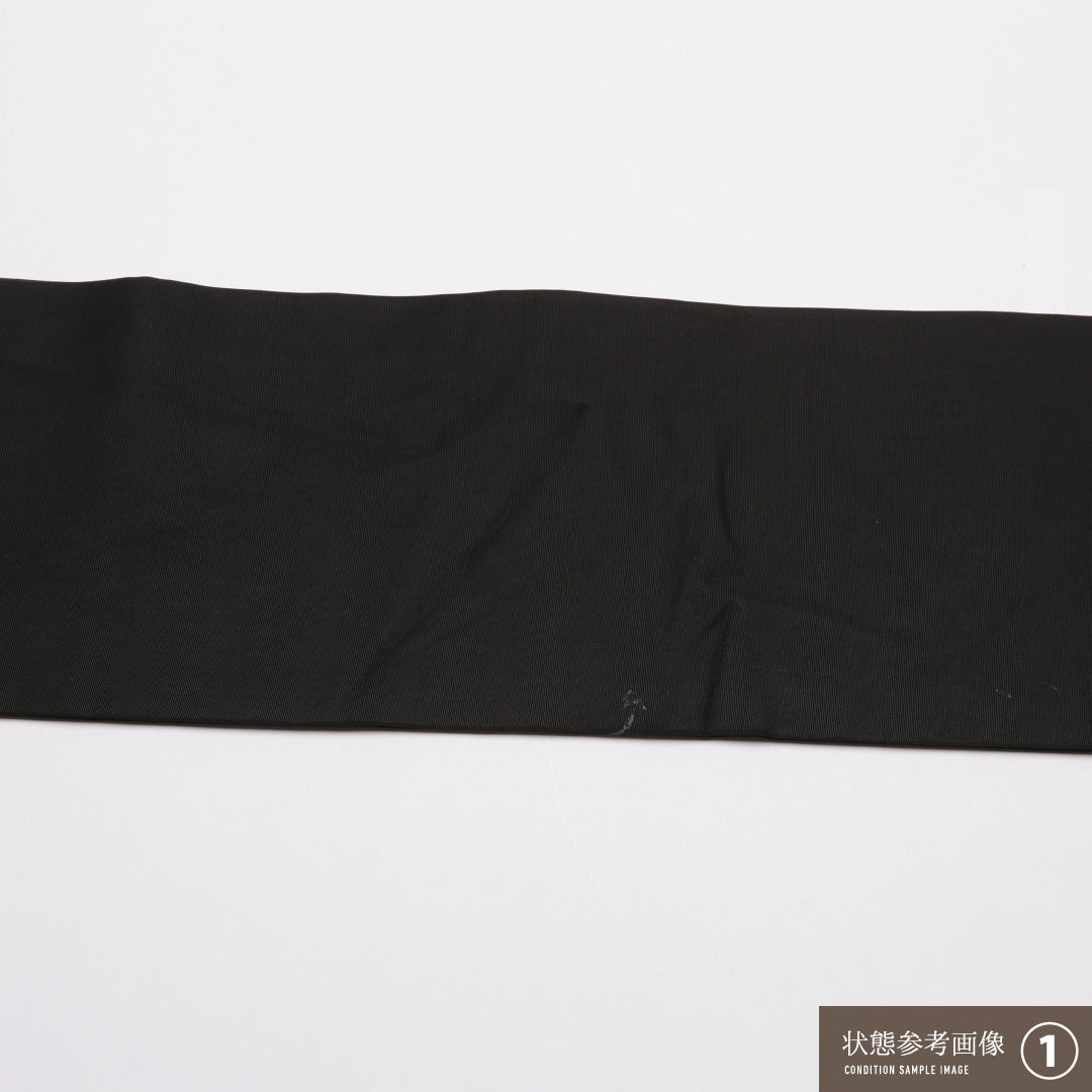 九寸名古屋帯 Aランク 帯丈376cm 正絹 ポイント柄 名古屋仕立て 染め セミフォーマル 塩瀬 花車 黒系 RP 1245-01816