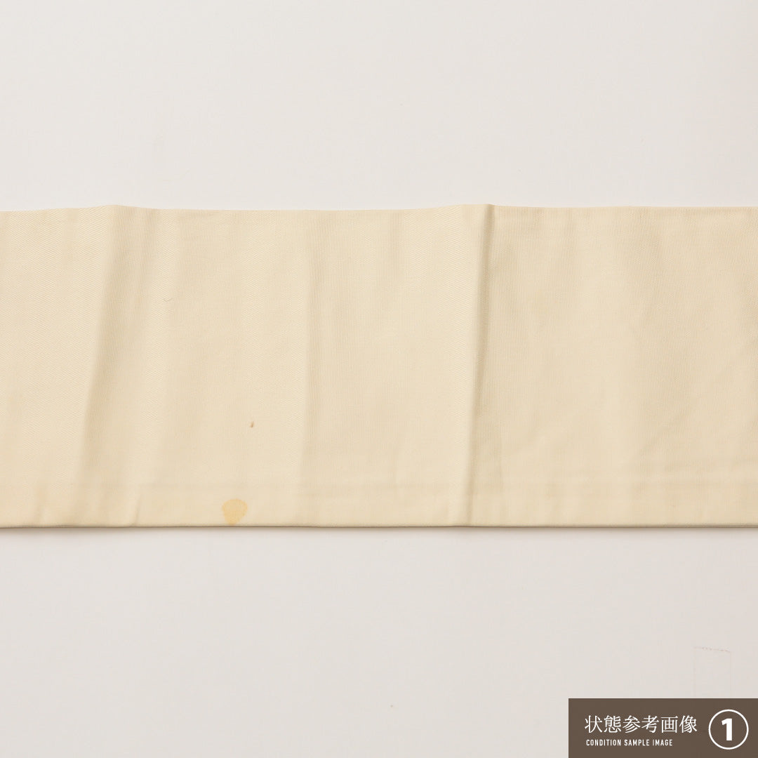 九寸名古屋帯 Aランク 帯丈355cm 正絹 ポイント柄 名古屋仕立て 染め インフォーマル 平安絵巻 クリーム系 RP 1245-02021
