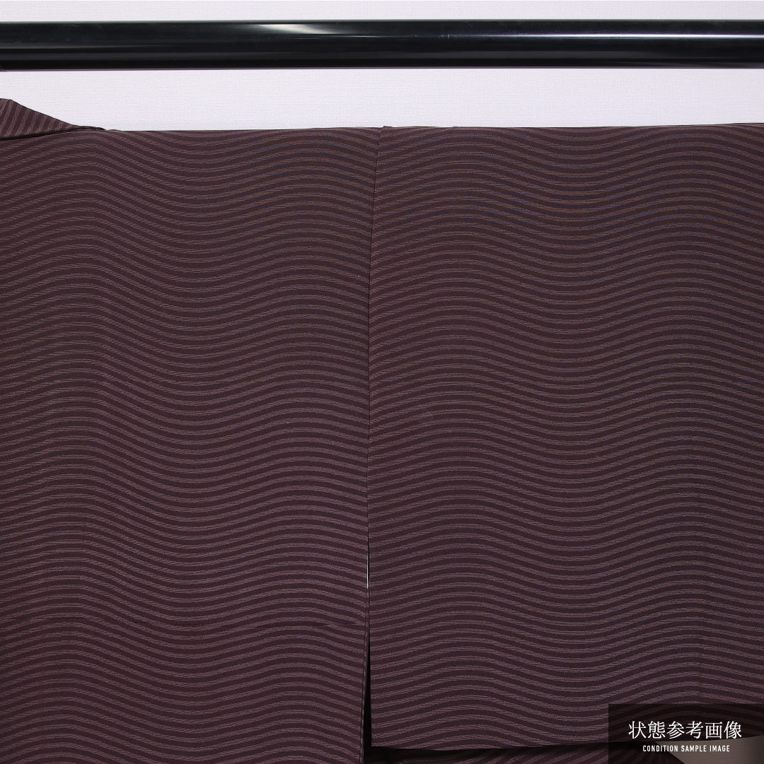 小紋 袷 身丈156cm 裄丈63cm 正絹 Cランク インフォーマル 広衿 Mサイズ 創作柄 茶系 LP 1221-11774