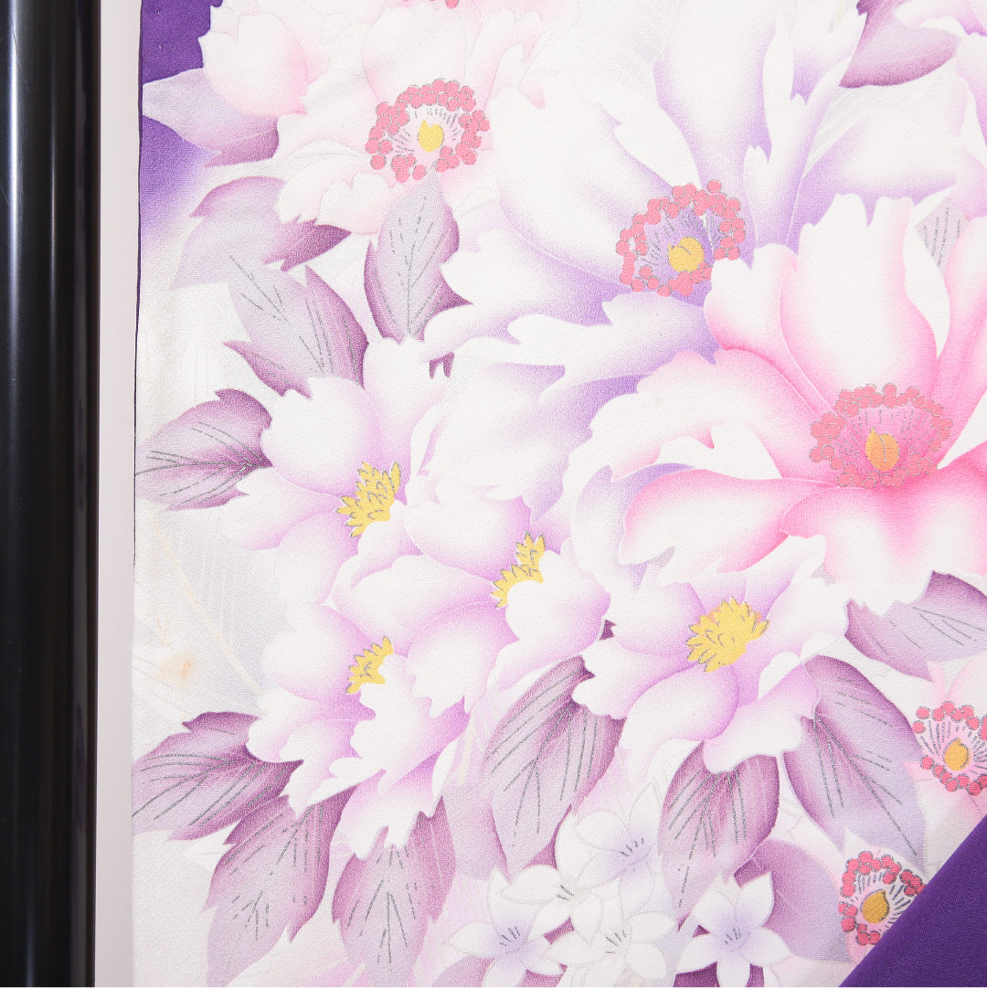 振袖 身丈171cm 裄丈68cm Bランク 袷 正絹 広衿 銀彩 牡丹 桜 1213-F0060