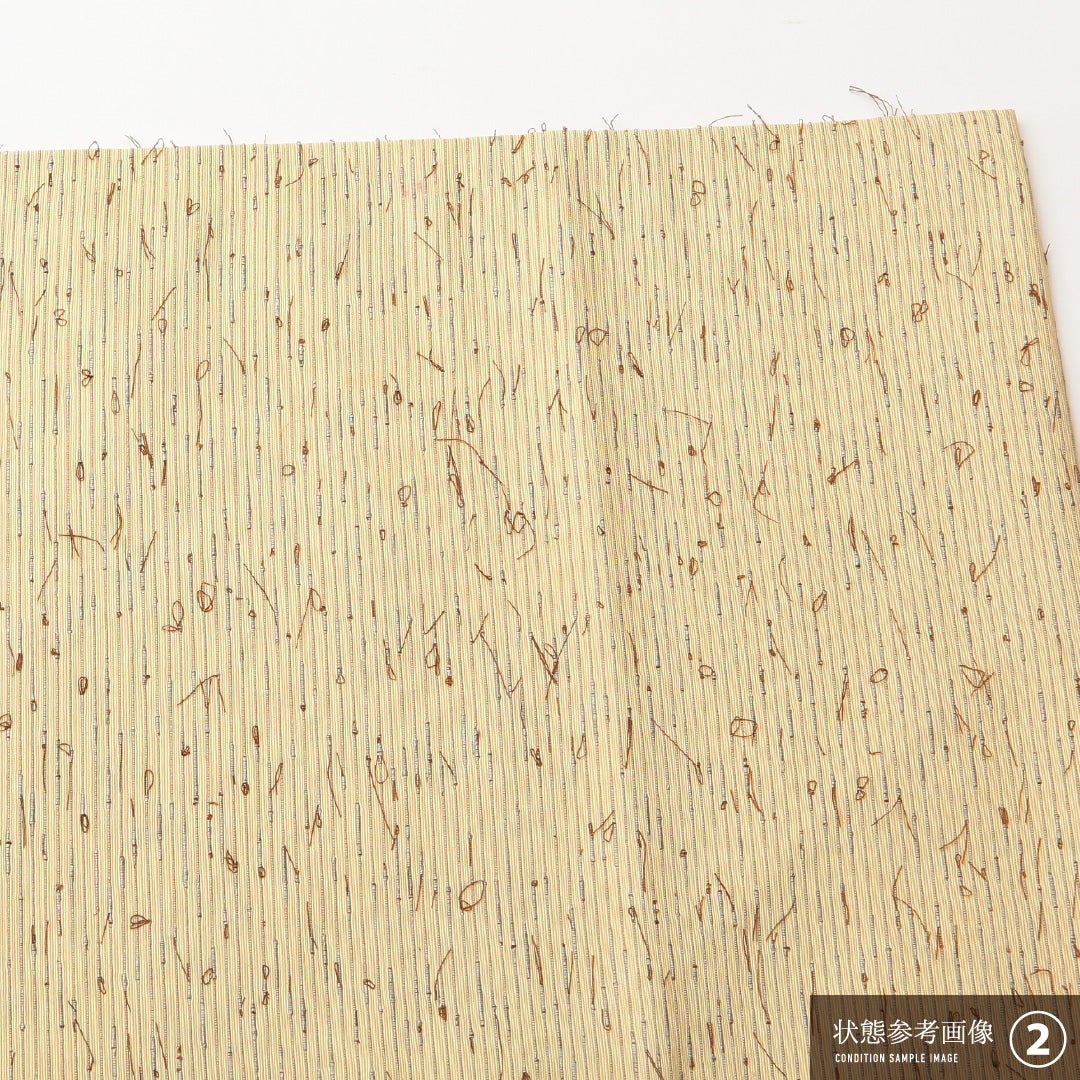 名古屋帯 紬地 ポイント柄 帯丈354cm カジュアル Aランク 正絹 汕頭刺繍 花菱 ひげ紬 クリーム系 1224-02153