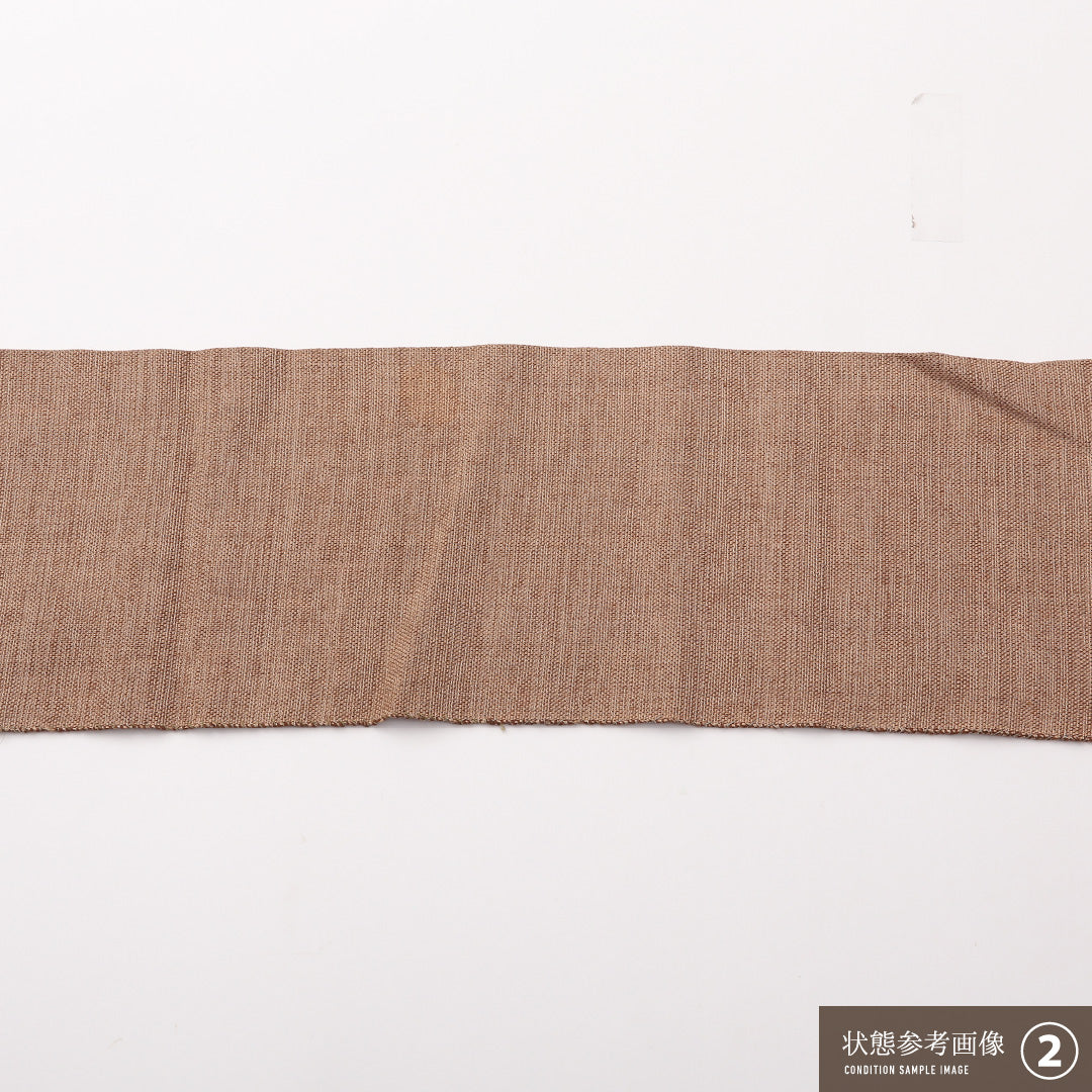 八寸名古屋帯 Bランク 帯丈325cm 木綿 洗える帯 ポイント柄 名古屋仕立て 帯芯なし 織り カジュアル 紬 唐華 茶系 RP 1245-02204