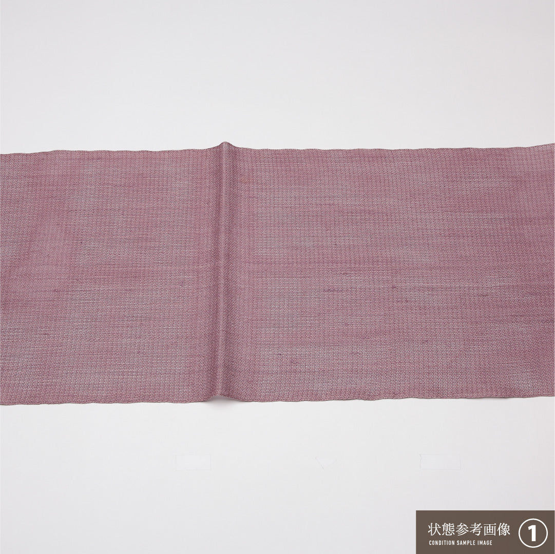 九寸名古屋帯 (夏帯) 帯丈362cm 正絹 ポイント柄 開き仕立て 織り カジュアル 紬 花柄 紫系 RP 1245-01714