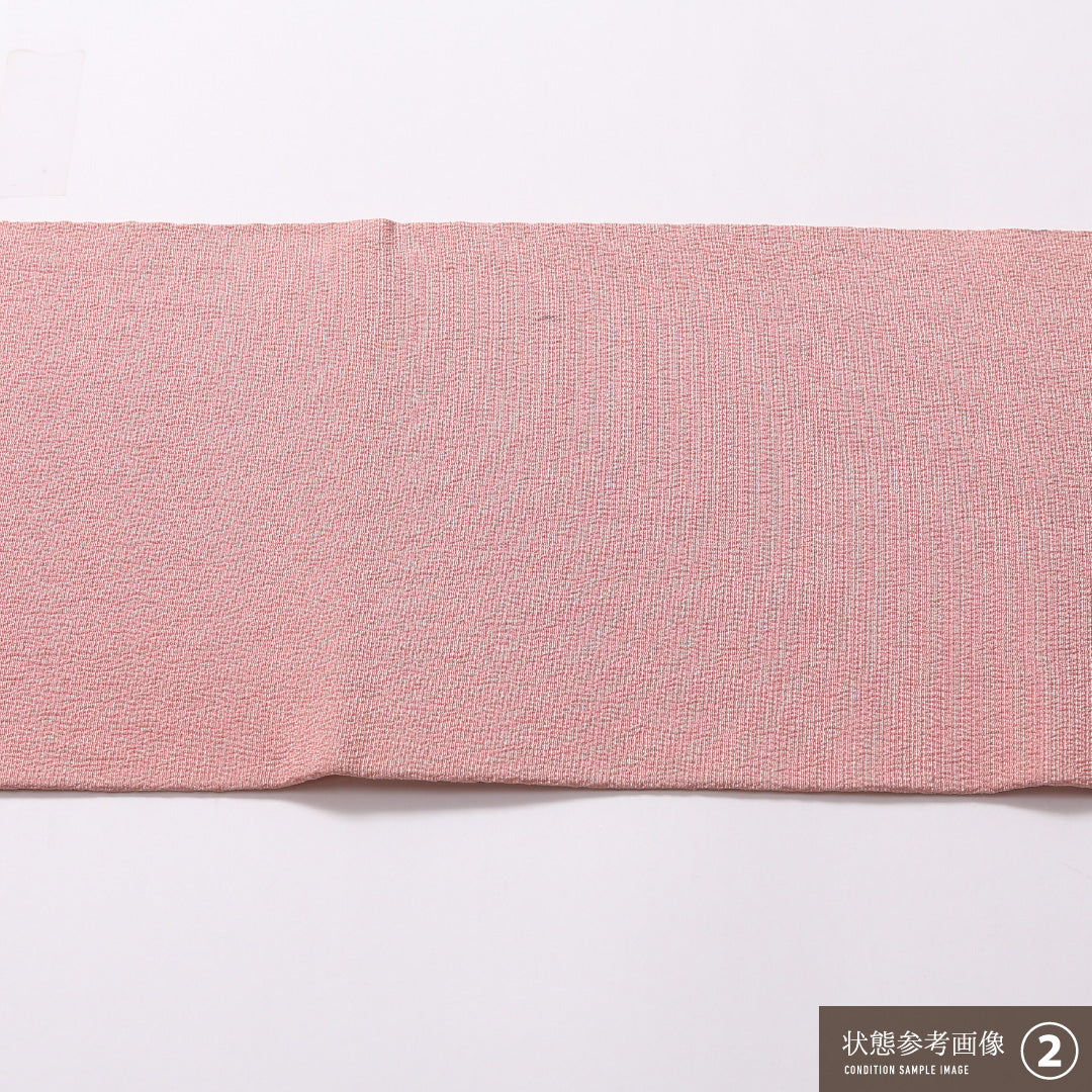 九寸名古屋帯 Bランク 帯丈345cm 正絹 ポイント柄 名古屋仕立て 染め インフォーマル ちりめん 孔雀 ピンク系 HP 1245-02817