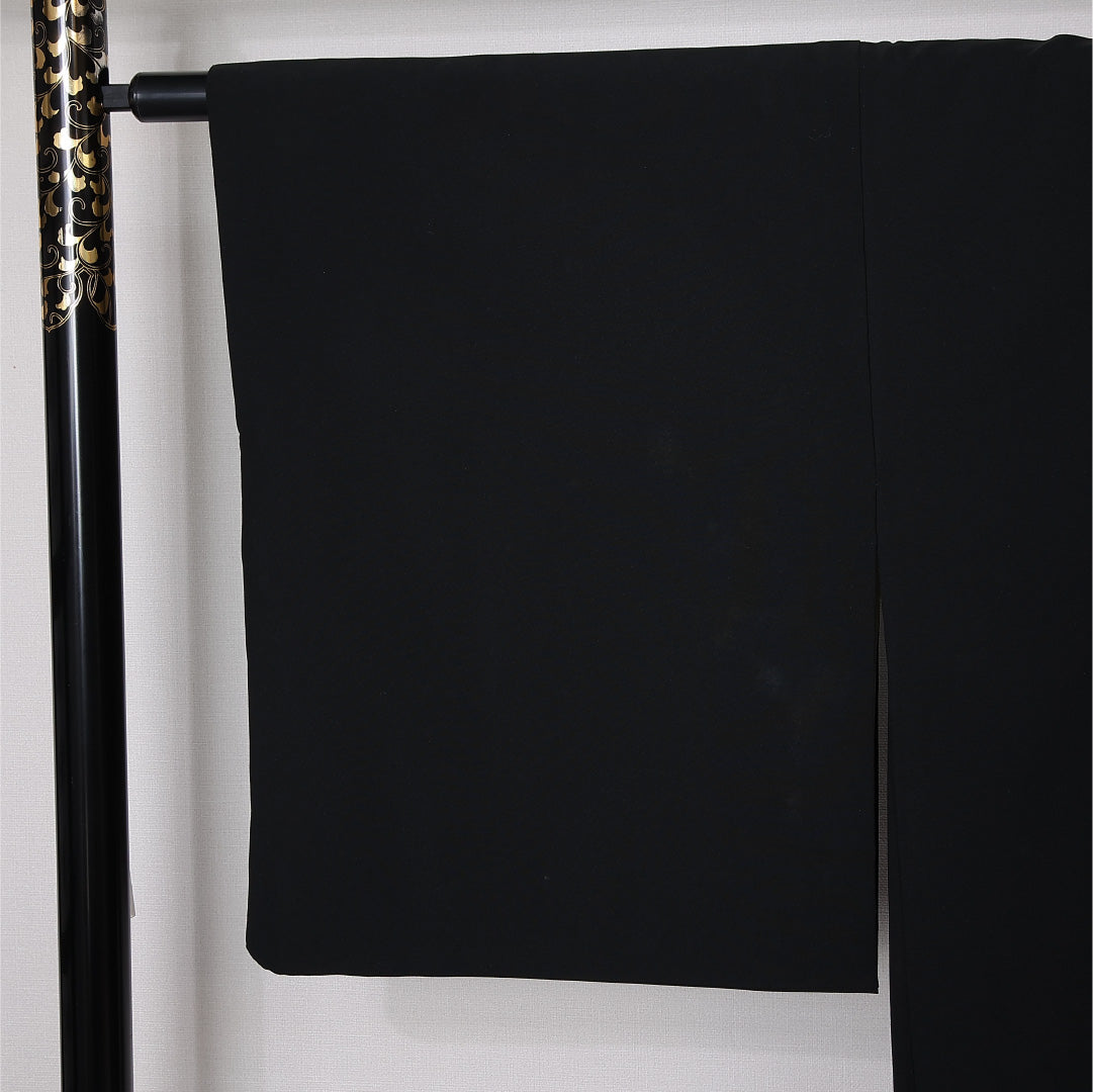 黒羽織 袷 身丈82cm 裄丈64cm 正絹 Cランク インフォーマル Mサイズ 花車 黒系 LP 1233-12841