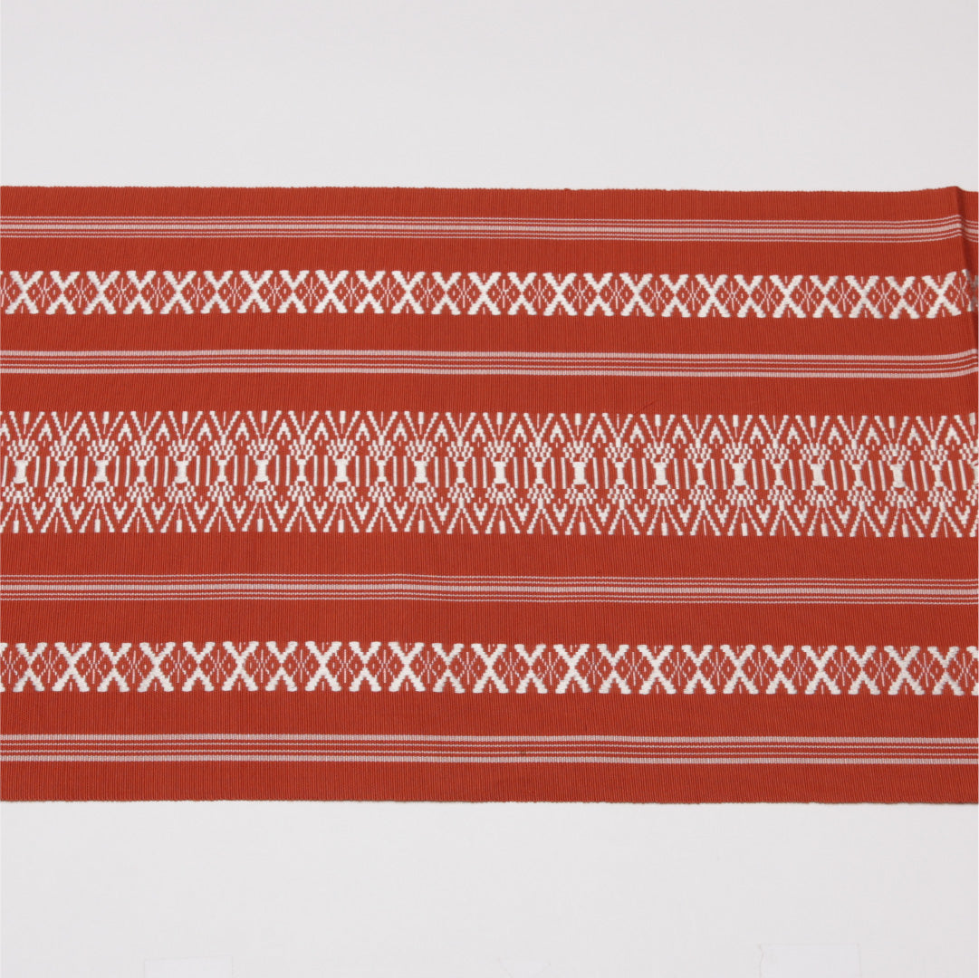 名古屋帯 帯丈396cm Aランク 開き仕立て 全通 正絹 本場筑前博多織 献上柄 セミフォーマル 朱系 1224-01545