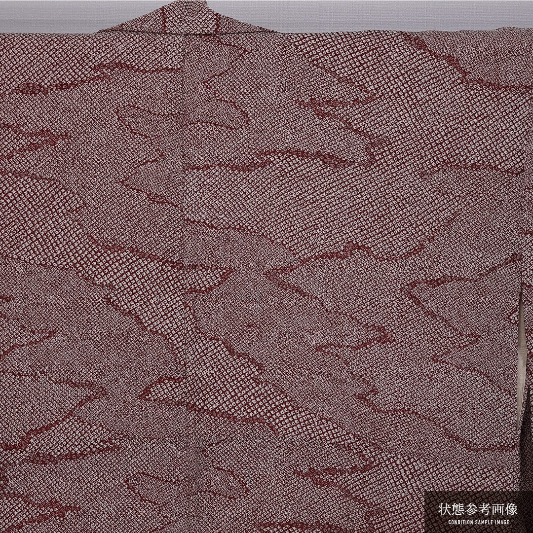 小紋 身丈151cm 裄丈63cm M 正絹 Cランク 袷 バチ衿 鹿の子柄 1215-11246