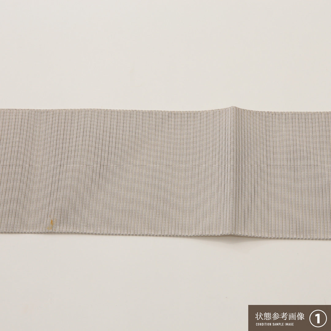 夏物 名古屋帯 ポイント柄 帯丈361cm カジュアル Aランク 正絹 絽 創作 しつけ糸 グレー系 1224-02024