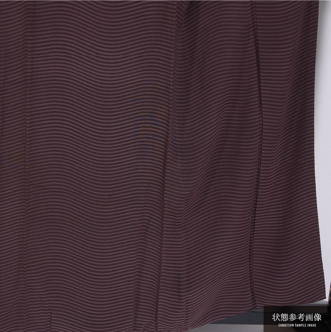 小紋 袷 身丈156cm 裄丈63cm 正絹 Cランク インフォーマル 広衿 Mサイズ 創作柄 茶系 LP 1221-11774