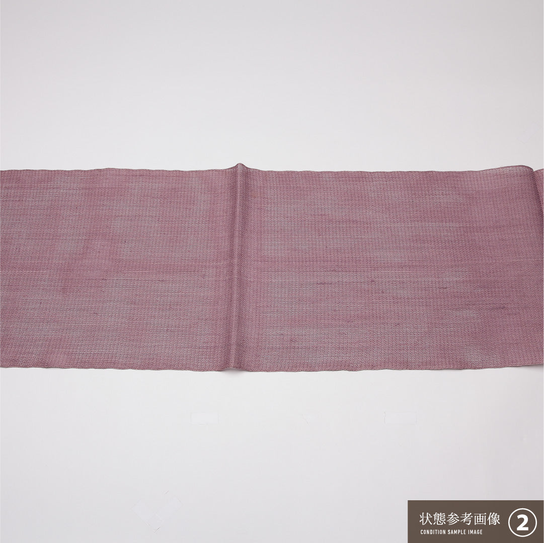 九寸名古屋帯 (夏帯) 帯丈362cm 正絹 ポイント柄 開き仕立て 織り カジュアル 紬 花柄 紫系 RP 1245-01714