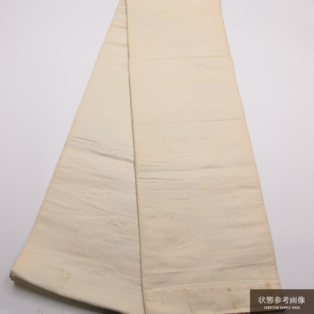 袋帯 帯丈408cm 正絹 全通 帯端のみ未仕立て フォーマル 花扇 銀系 1243-01421