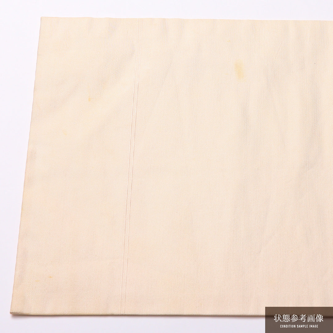 名古屋帯 ポイント柄 帯丈350cm セミフォーマル Cランク 正絹 椿 クリーム系 1224-02463