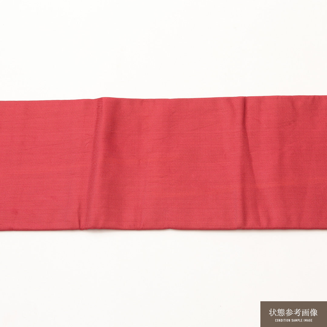 アンティーク 九寸名古屋帯 Bランク 帯丈326cm 正絹 六通 名古屋仕立て 織り 花菱 格子 赤系 RP 1245-02101