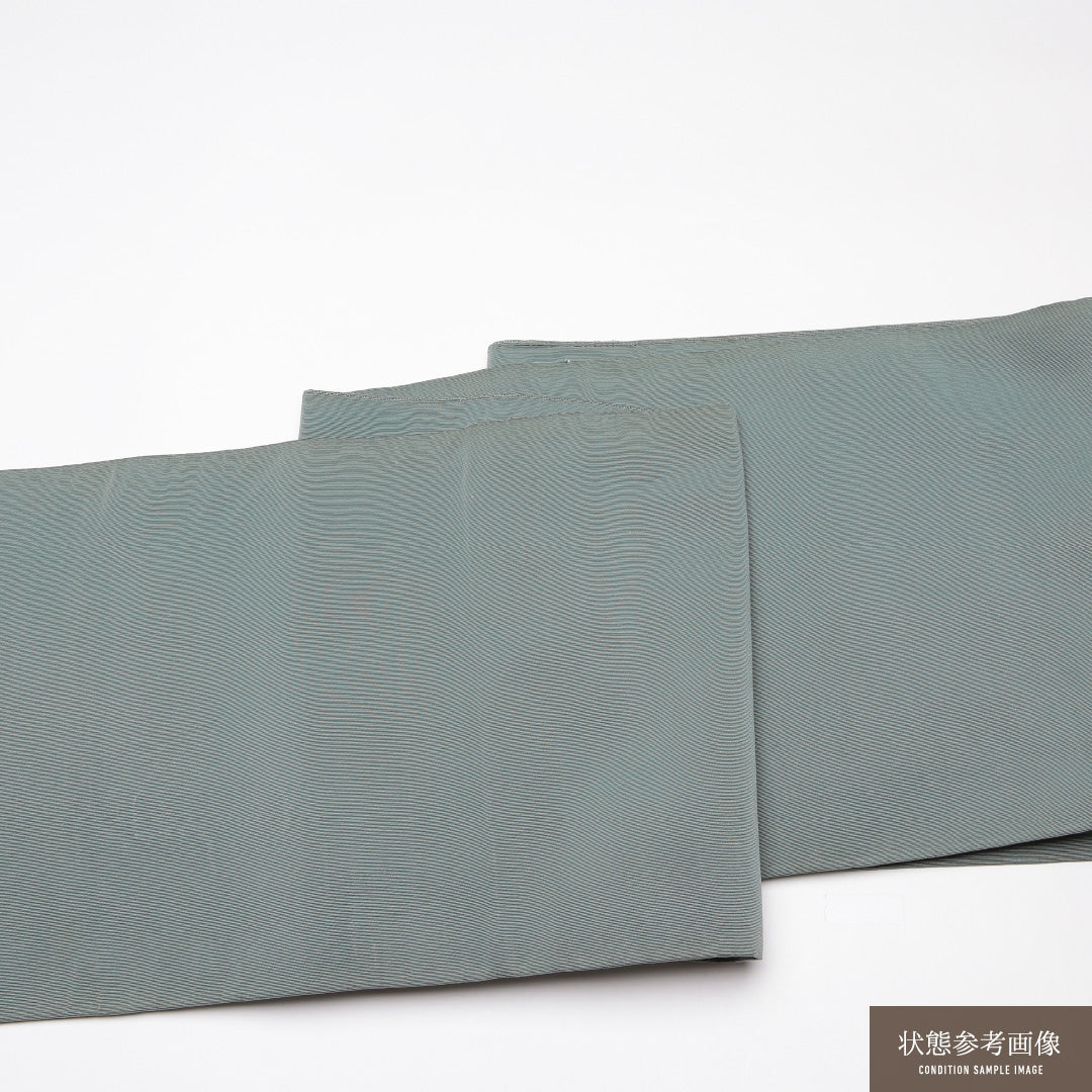 袋帯 帯丈416cm セミフォーマル ポイント柄 Cランク 正絹 綴れ織 創作 落款 緑系 1223-01272