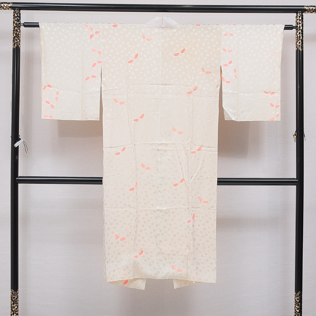 アンティーク 長襦袢 無双袖 身丈129cm 裄丈60cm 正絹 Aランク Lサイズ 部分絞り 創作柄 クリーム系 1229-16706