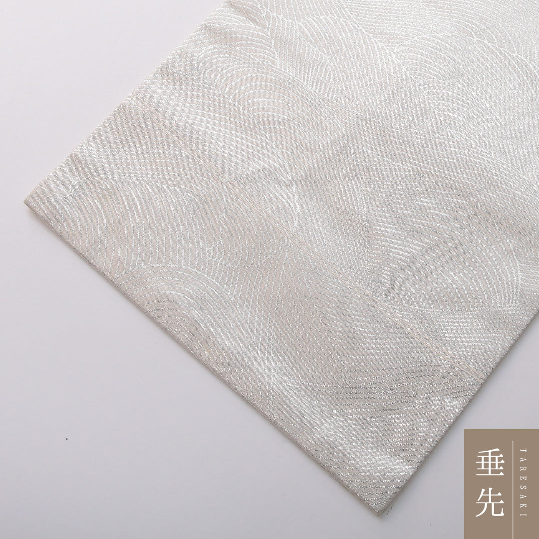 九寸名古屋帯 帯丈353cm セミフォーマル 名古屋仕立て ポイント柄 Aランク 正絹 相良刺繡 牡丹 銀系 1224-03503