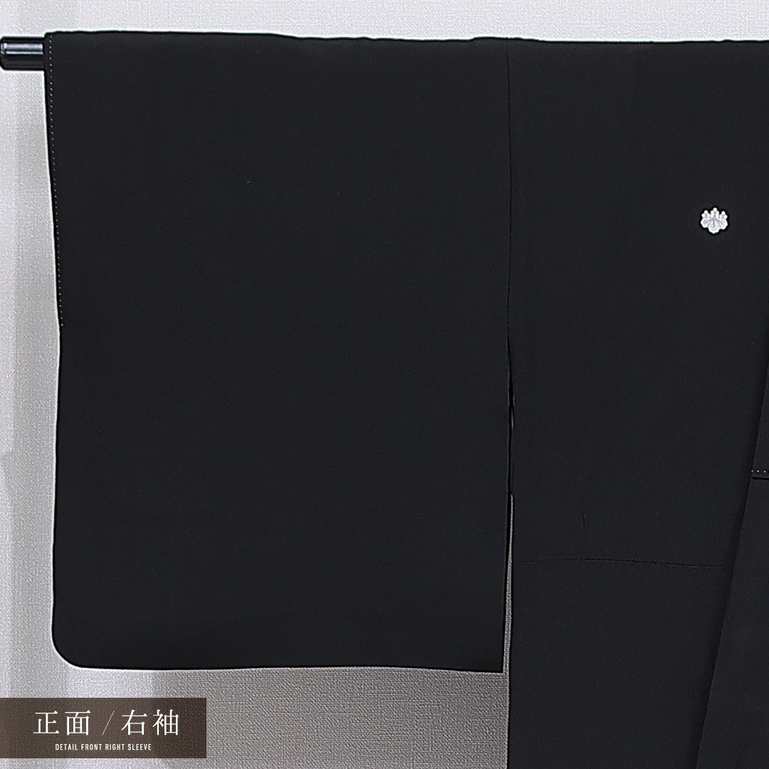 黒留袖 袷 身丈161cm 裄丈66cm 五つ紋 五三桐 フォーマル Sランク Lサイズ 正絹 比翼仕立て 広衿 花車 七宝 梅 1211-F0764