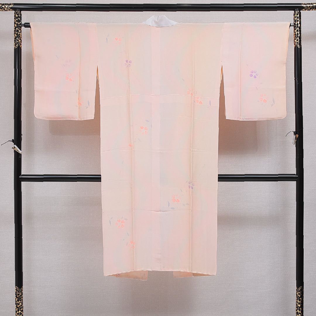 長襦袢 無双袖 身丈127cm 裄丈64cm 正絹 Sランク Mサイズ 花柄 ピンク系 RP 1239-16574