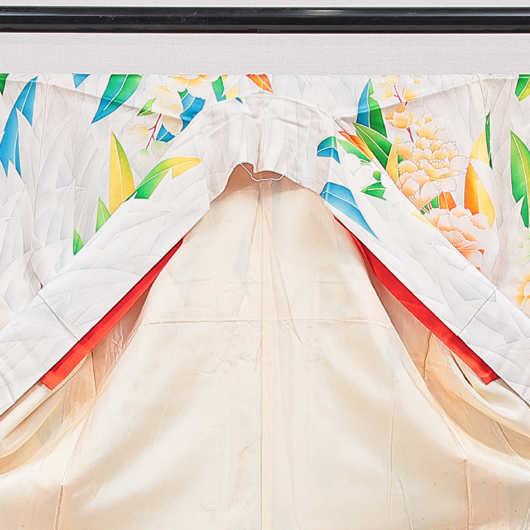 振袖 袷 身丈158cm 裄丈63cm フォーマル Cランク Mサイズ 正絹 広衿 牡丹 1213-F0757