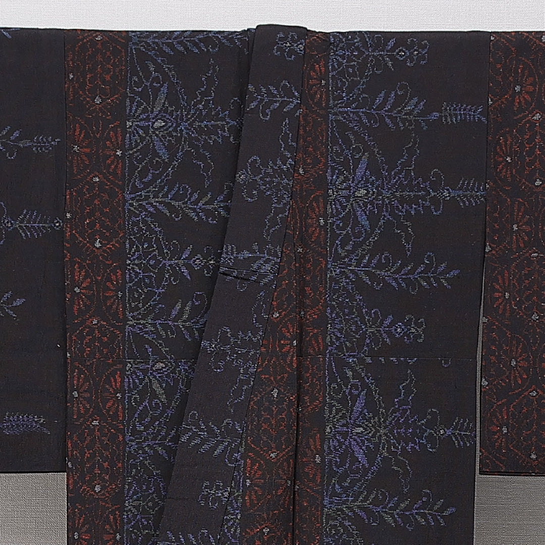 紬 単衣 身丈155cm 裄丈62cm 正絹 Sランク Mサイズ バチ衿 カジュアル 創作柄 茶系 1216-15666