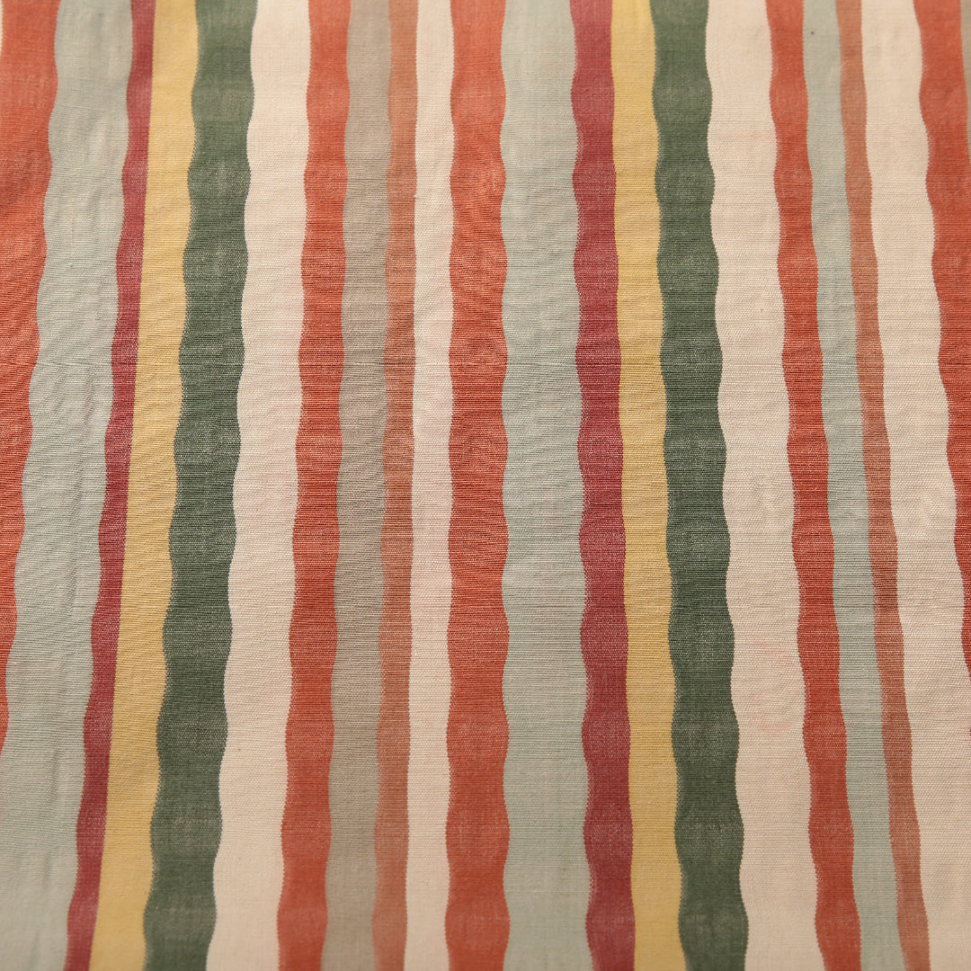 九寸名古屋帯 帯丈349cm カジュアル 名古屋仕立て 全通 Bランク 正絹 縞 多色系 1224-03825